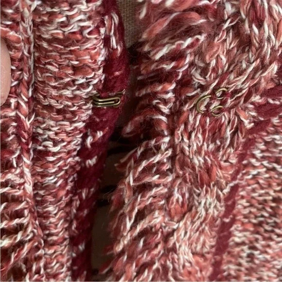 Anthropologie Angle Of The North Eliot Fringe Red White Cardigan Sweater Small - Picture 8 of 9